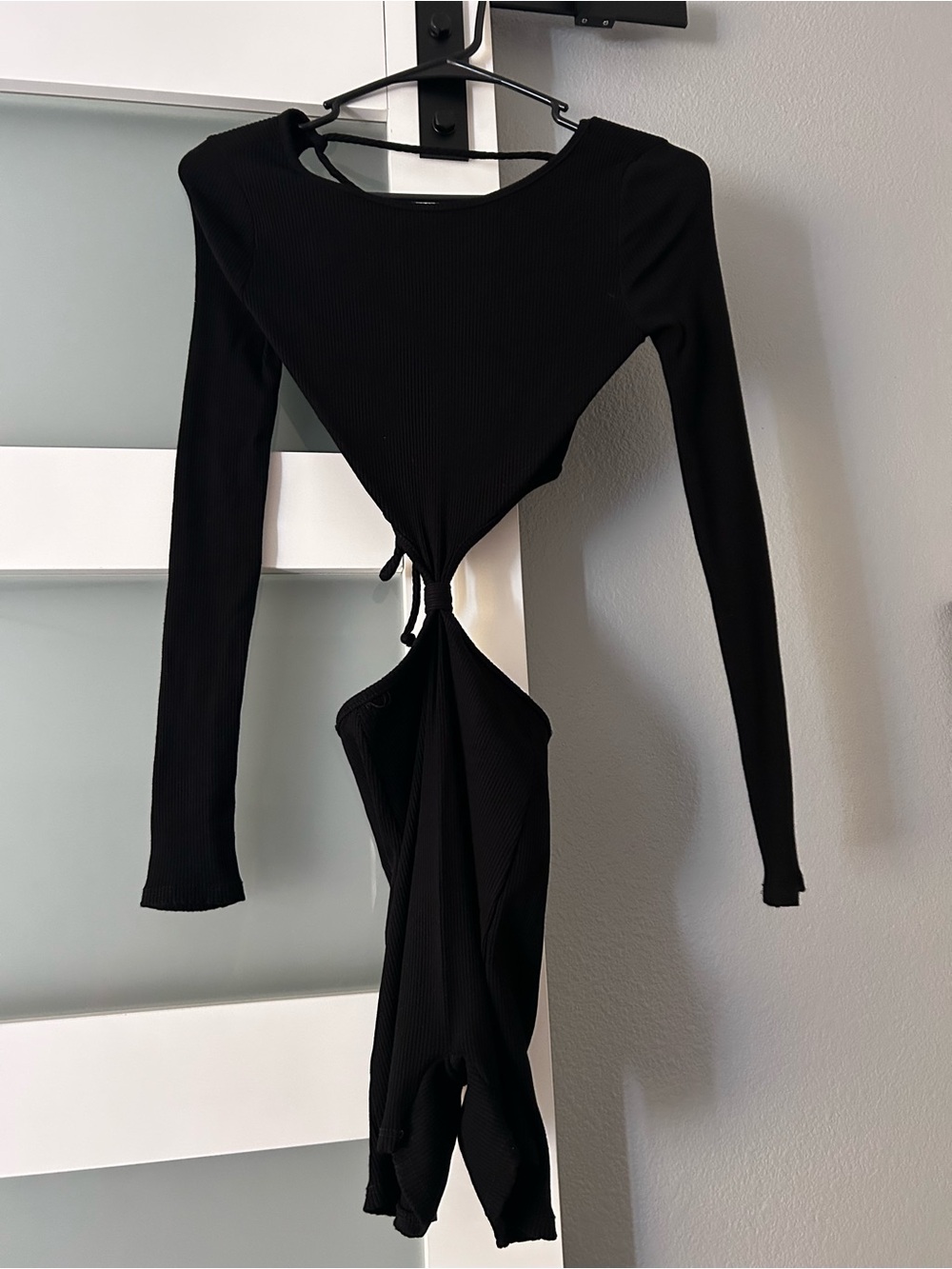 Black Long-Sleeve Cutout Women's Romper